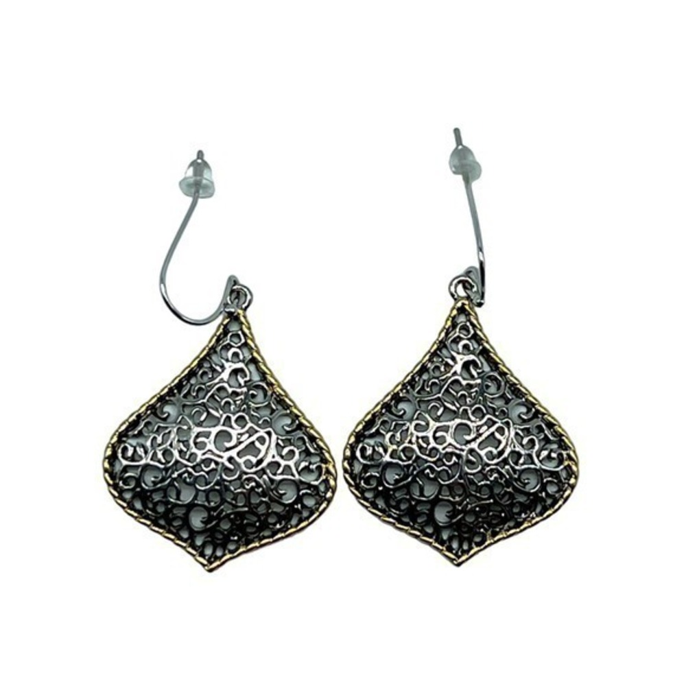 NEW REAL SIMPLE drop dangle open mesh pattern gold and silver fashion ea…